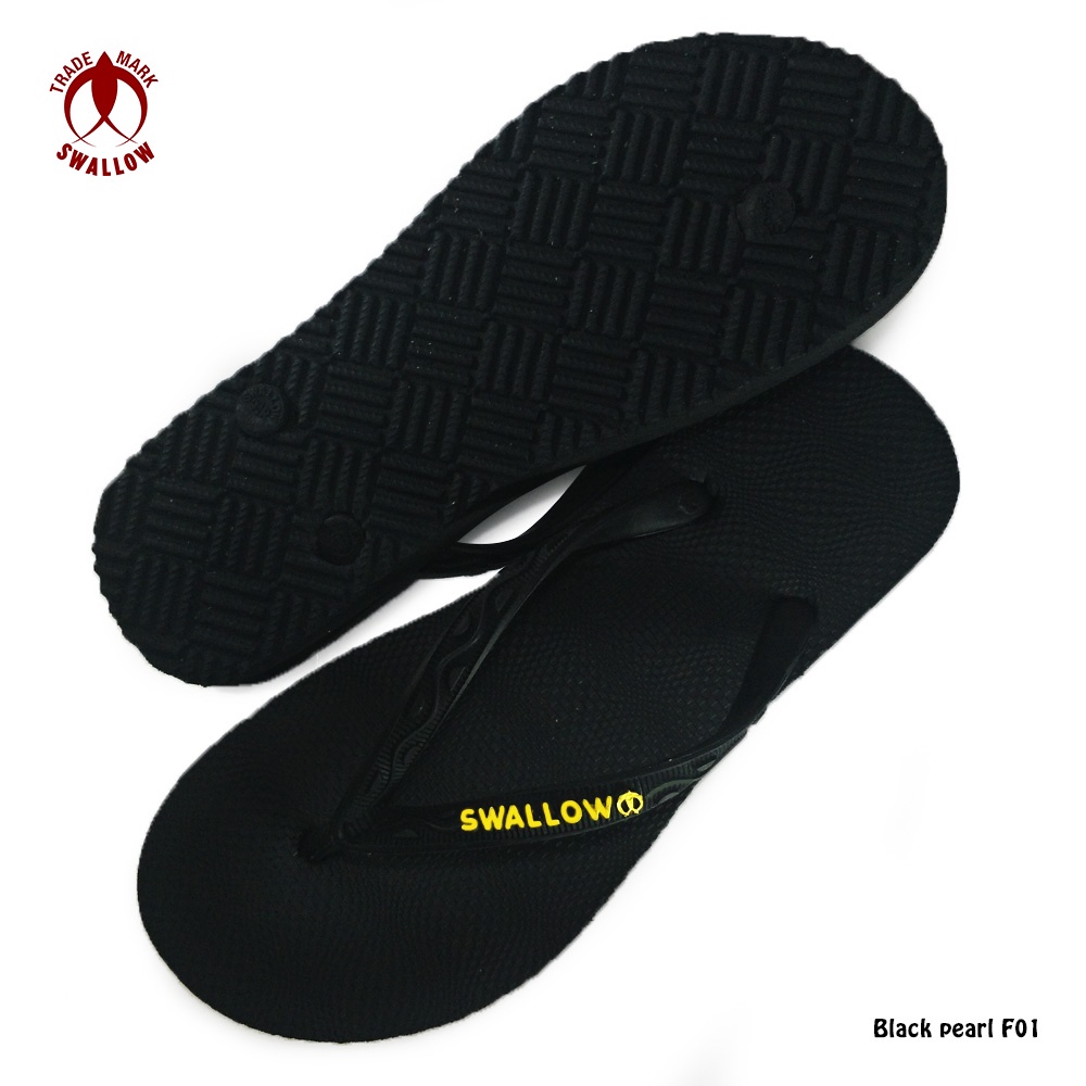 Foto Swallow Sandal Jepit Pria Swallow Black Pearl F01 & FM01 (All Black)