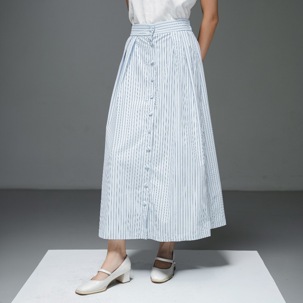 Foto This Is April This Is April Artemis Skirt Rok Maxi Wanita Stripped Korean