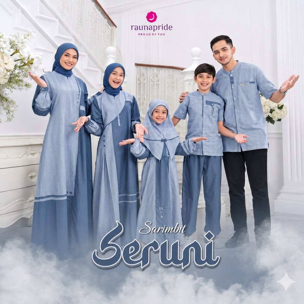 Foto Raunapride Sarimbit Seruni Denim Baju Couple Keluarga Muslim