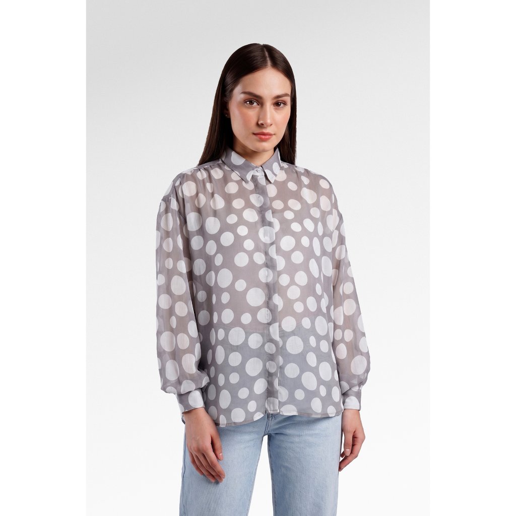 Foto Benang Jarum Benang Jarum - Polka Dot Basic Shirt - Grey
