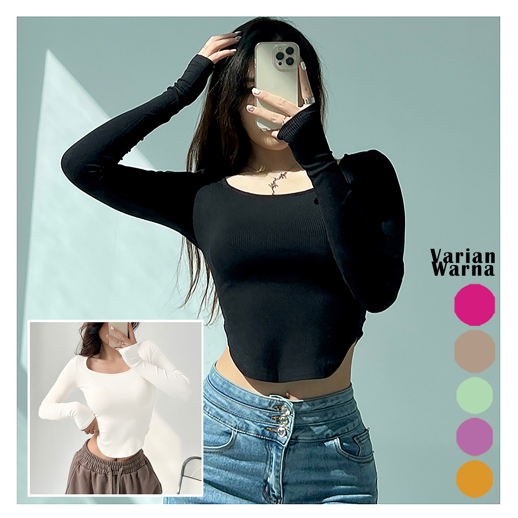 Foto LMJ Fashion COD Square Neck Long Sleeve Shirt Blouse