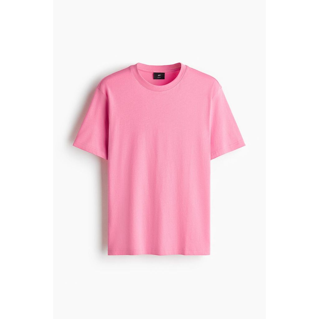 Foto H&M H&M Pria Kaos Lengan Pendek Regular Fit Dengan Leher (PINK)