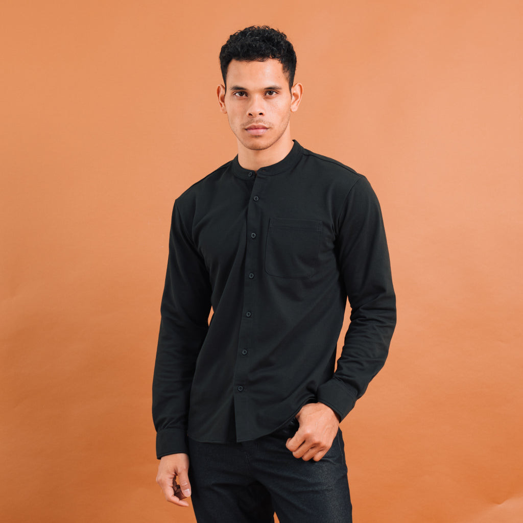 Foto Atalon Kemeja Pria Koko Polos Lengan Panjang Slimfit