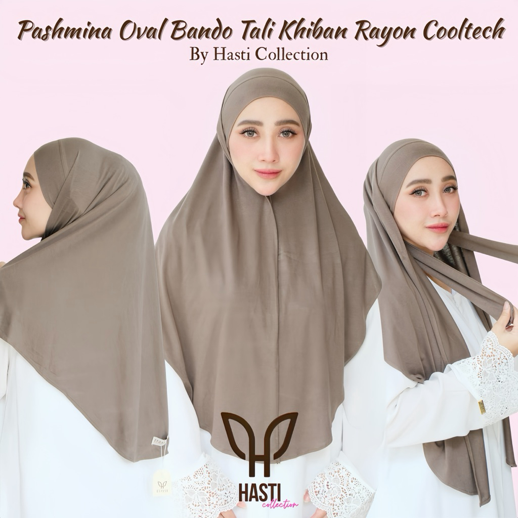 Foto Hasti Collection Khiban Rayon Pashmina Oval Bando Tali Rayon Airflow Cooltech