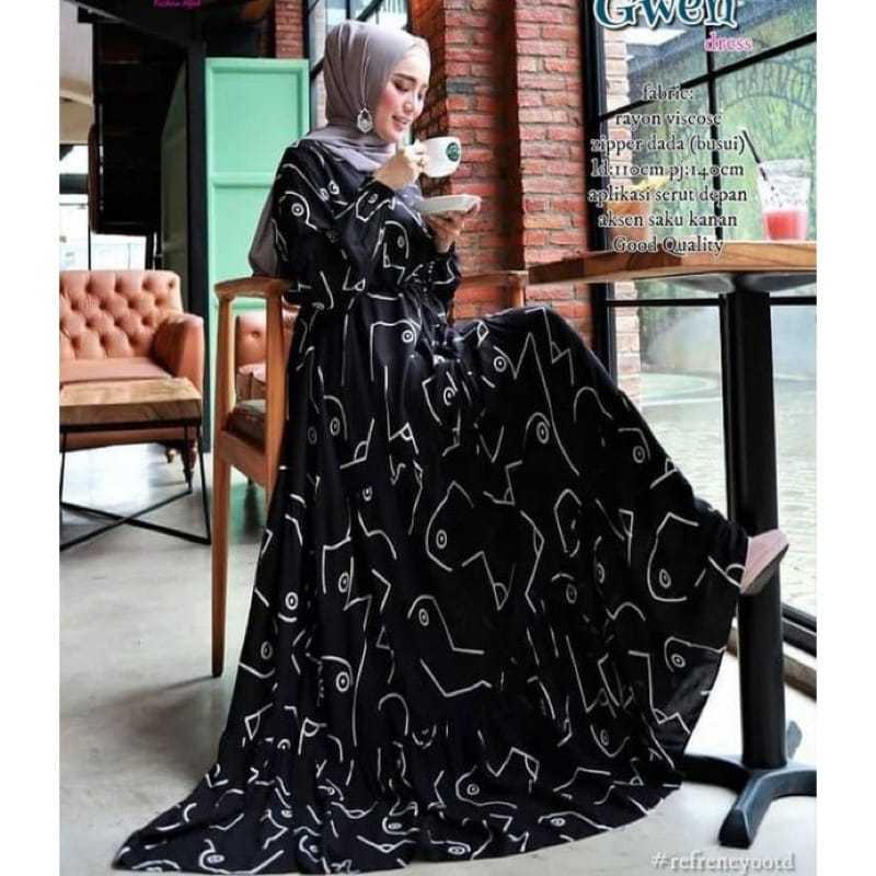 Foto Mbak Kas Busana Gamis Rayon Premium Dress Kondangan Gamis Lebaran Ada LD