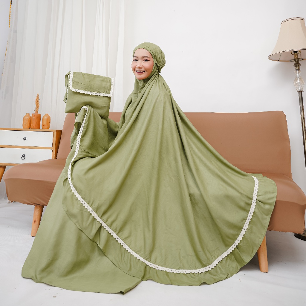 Foto aabofficialstore Mukena Polos Renda Ruwaida Rayon Bali Dewasa Jumbo