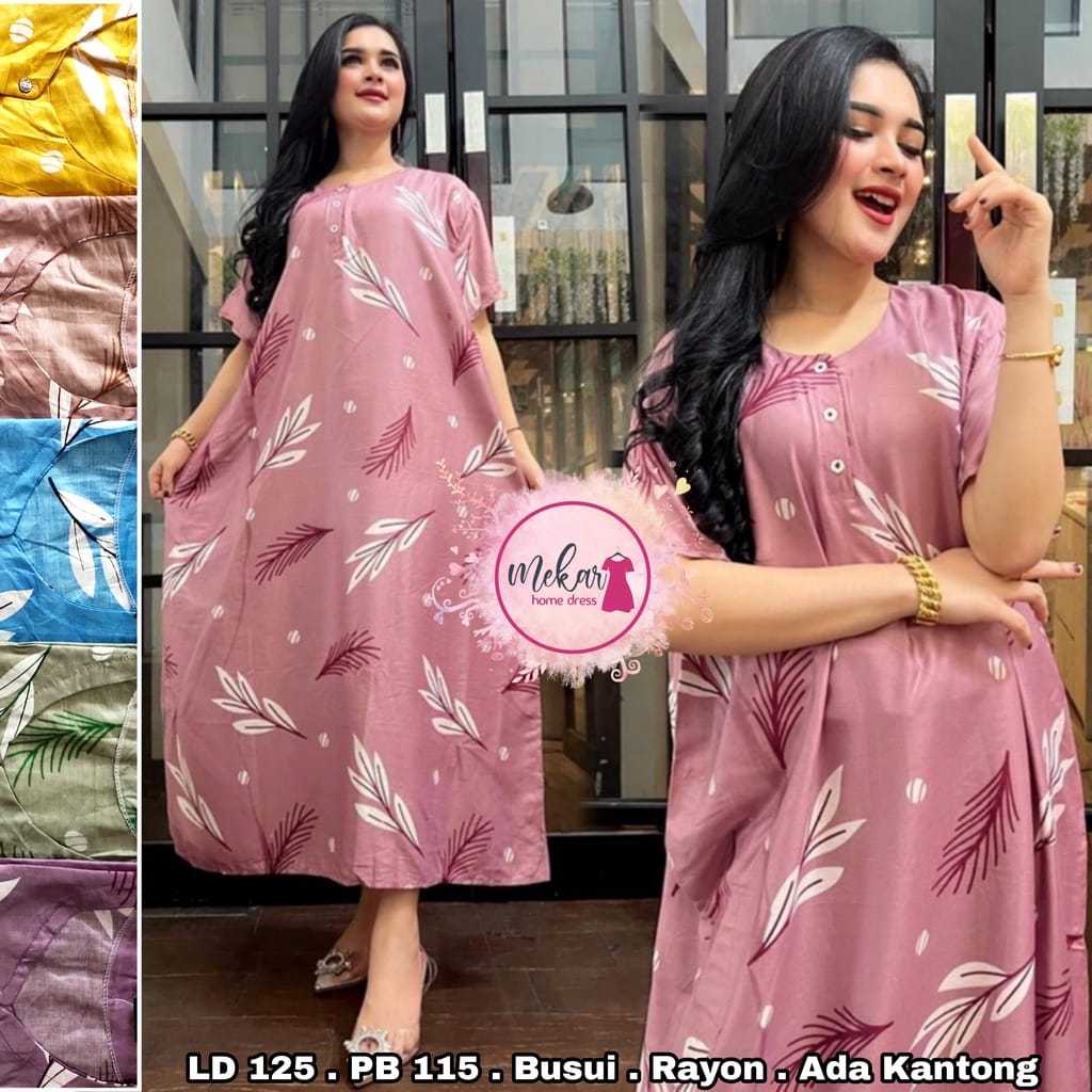 Foto Mekar Home Dress DASTER JUMBO BUSUI DJ MAURA LD 120 TERBARU KANCING DEPAN
