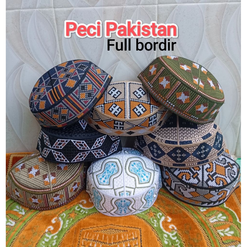 Foto HHC_SHOP Peci Pakistan Motif Ovais Bordir/Kopiah Santri Dewasa