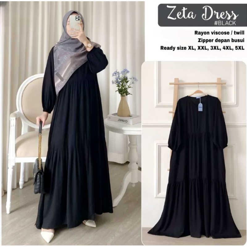 Foto Qorysshop by Nataklambi Zeta Dress Gamis Muslim Big Size XL XXL 3XL 4XL 5XL