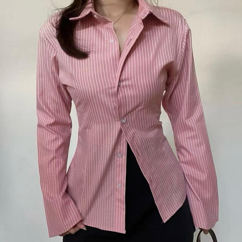Foto JD.FASHION JDF - ON - JULIA TOP Stripe Shirt Kemeja Fita Body Wanita