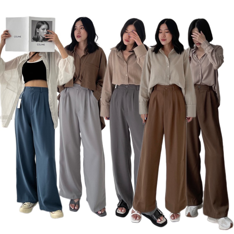 Foto Asoka Fashion ASOKA Meira Pants 998 Loose Pants Kancing