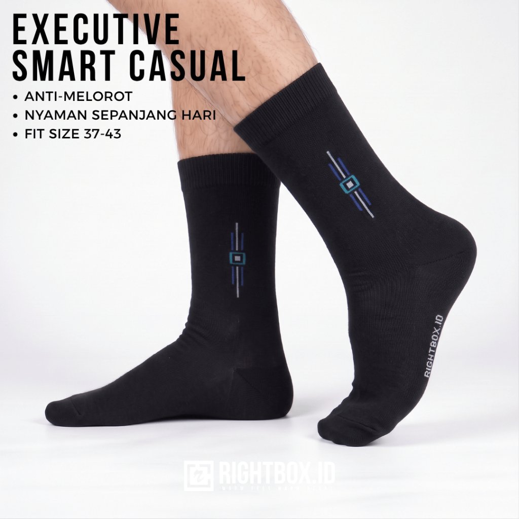 Foto Rightbox.id Rightbox ID, Kaos Kaki Pria, Motif Kantor, Panjang Sebetis