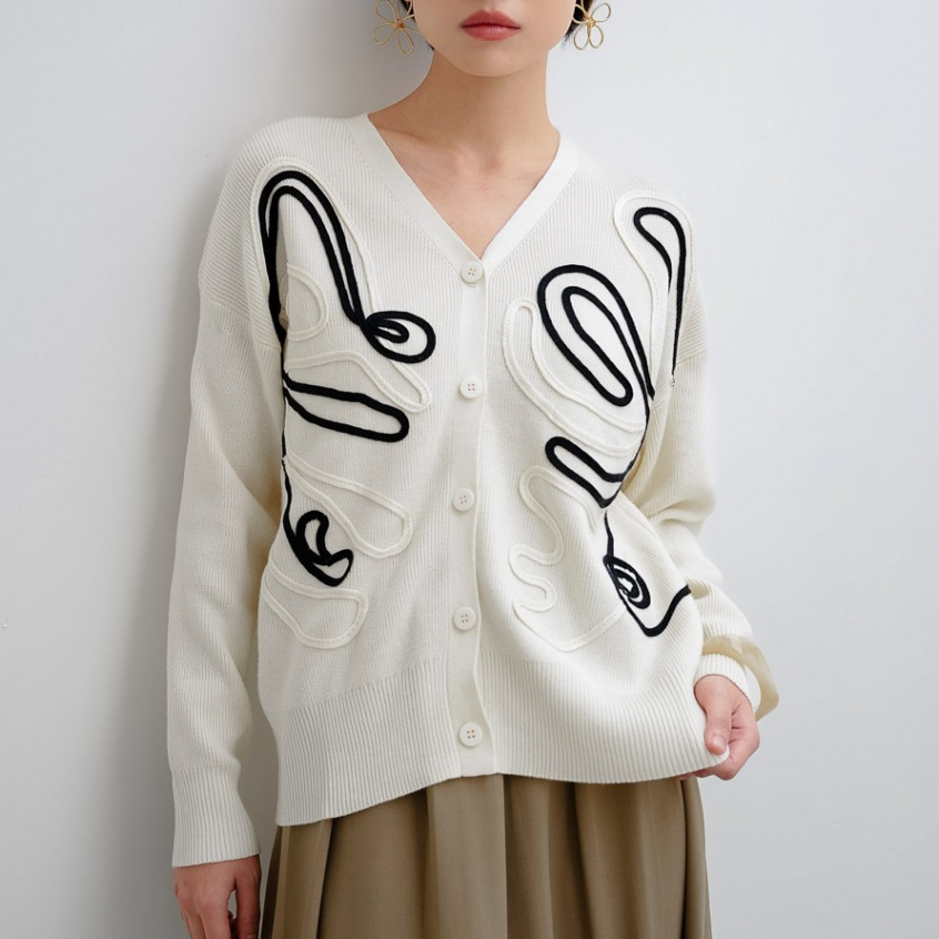 Foto This Is April This Is April Thea Cardigan Wanita Rajut Knit Abstract