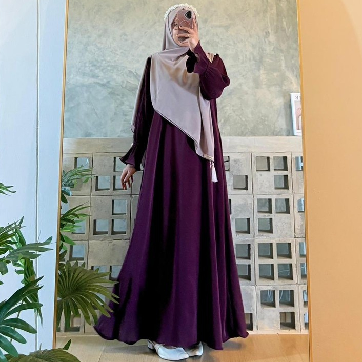Foto Lestari Dress Khalisa Gamis Wanita Muslimah Simple Elegant Plisket