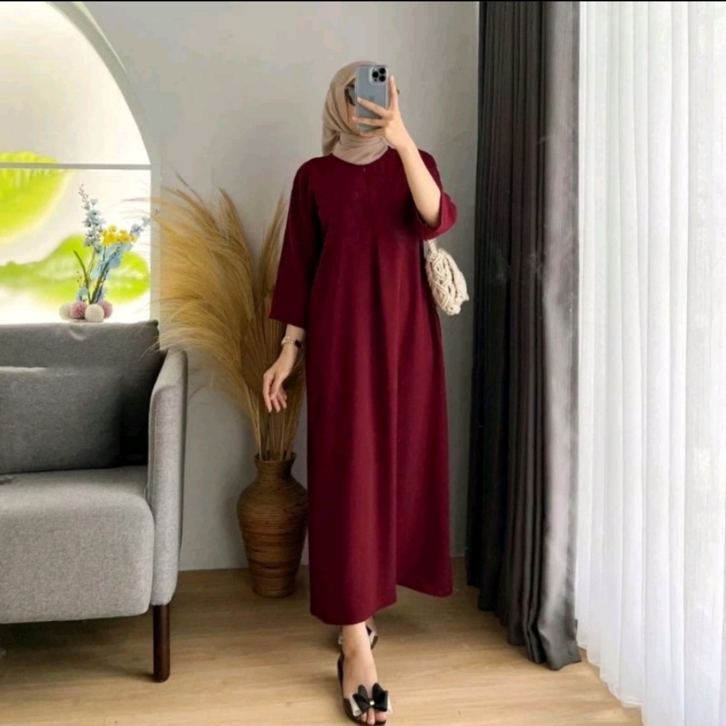 Foto N.A.329 Fashionstore DRESS DASTER GAMIS LONG JUMBO CRINKLE AIRFLLOW