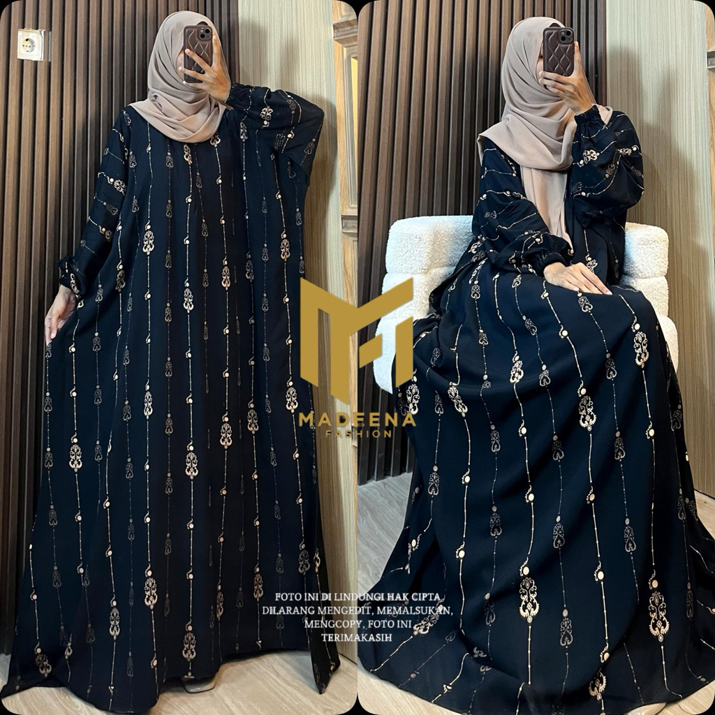 Foto Madeena_fashion Kaftan Motif Nayla Bahan Rayon Adem Nyaman Busui Gamis