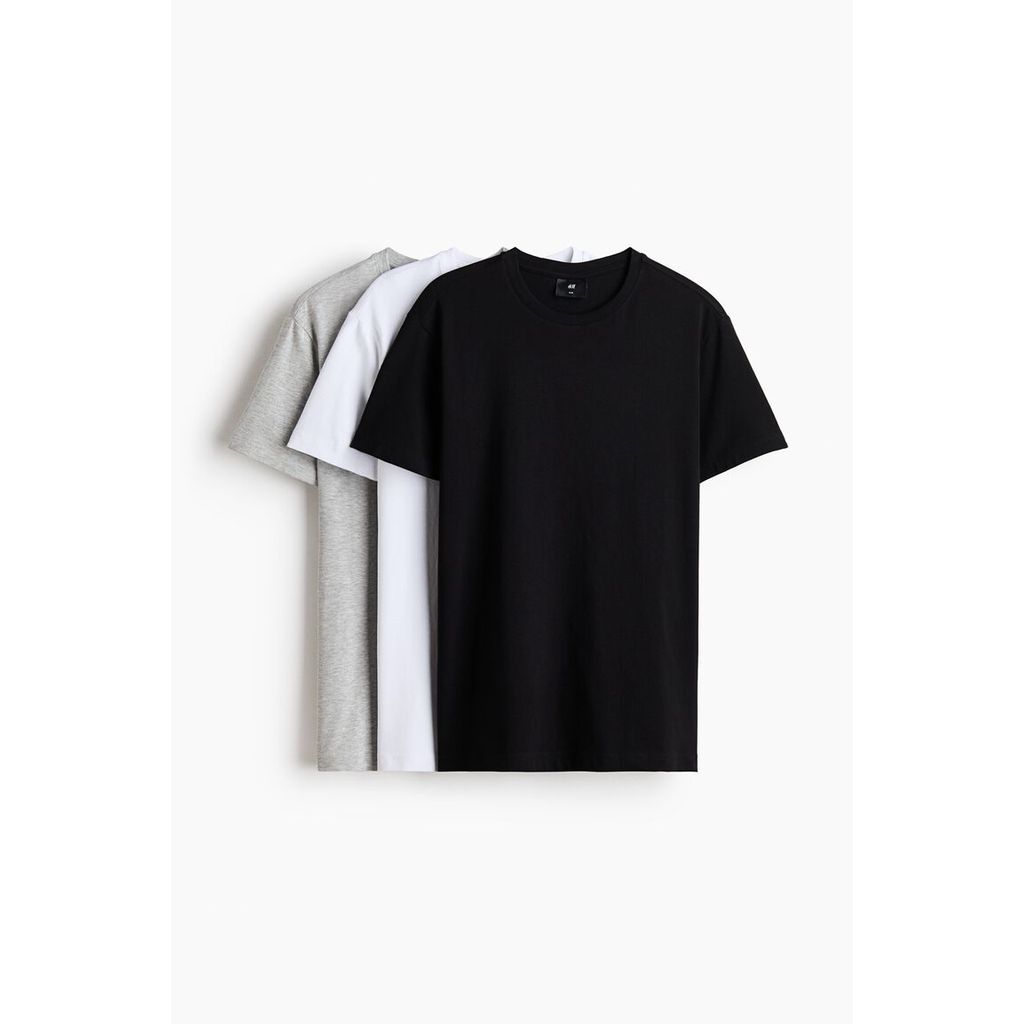 Foto H&M H&M Pria 3-Paket Kaos Slim Fit 0578630