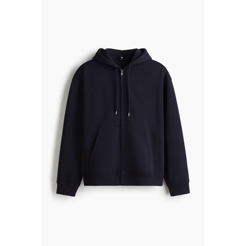 Foto H&M H&M Pria Hoodie Zip-Through Dengan Potongan Longgar (BIRU TUA)
