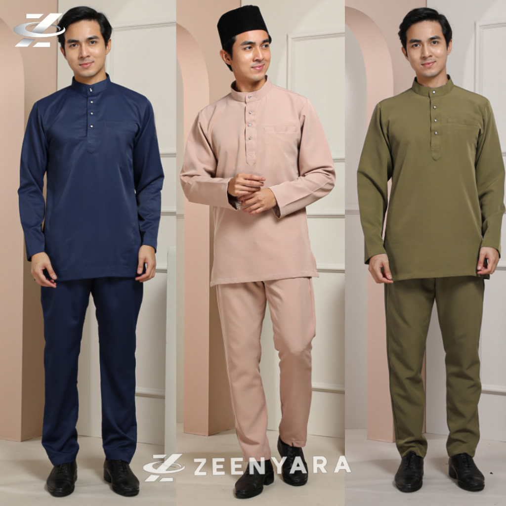 Foto ZEENYARA Ashraan Setelan Baju Melayu Pria Modern Katun Toyobo