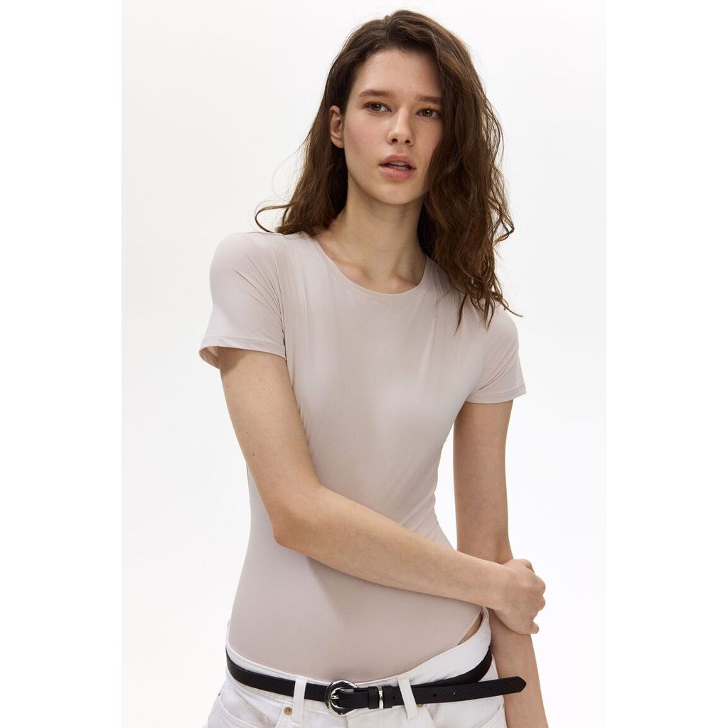 Foto H&M H&M Wanita Bodi mikroserat lengan pendek 1306119_0