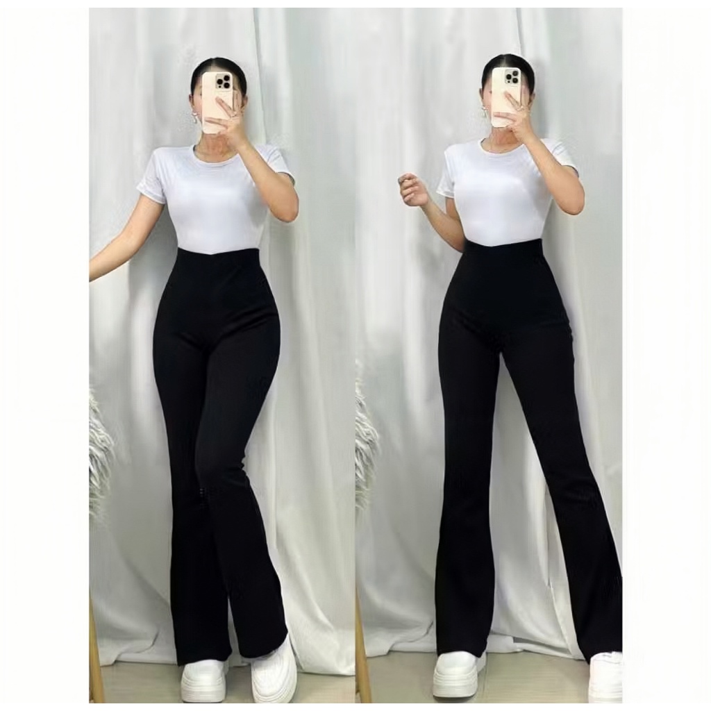 Foto B Jeans Celana Fit And Flare Pants Cutbray Scuba Pinggang (ELASTIS)