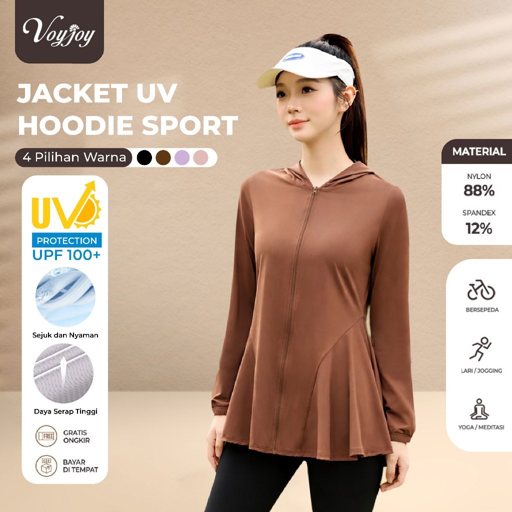 Foto Voyjoy Voyjoy Jaket Hoodie Olahraga Wanita Jaket Tenis Jaket