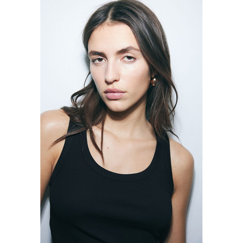 Foto H&M H&M Wanita Tank Top Bergaris 1257593 (HITAM)