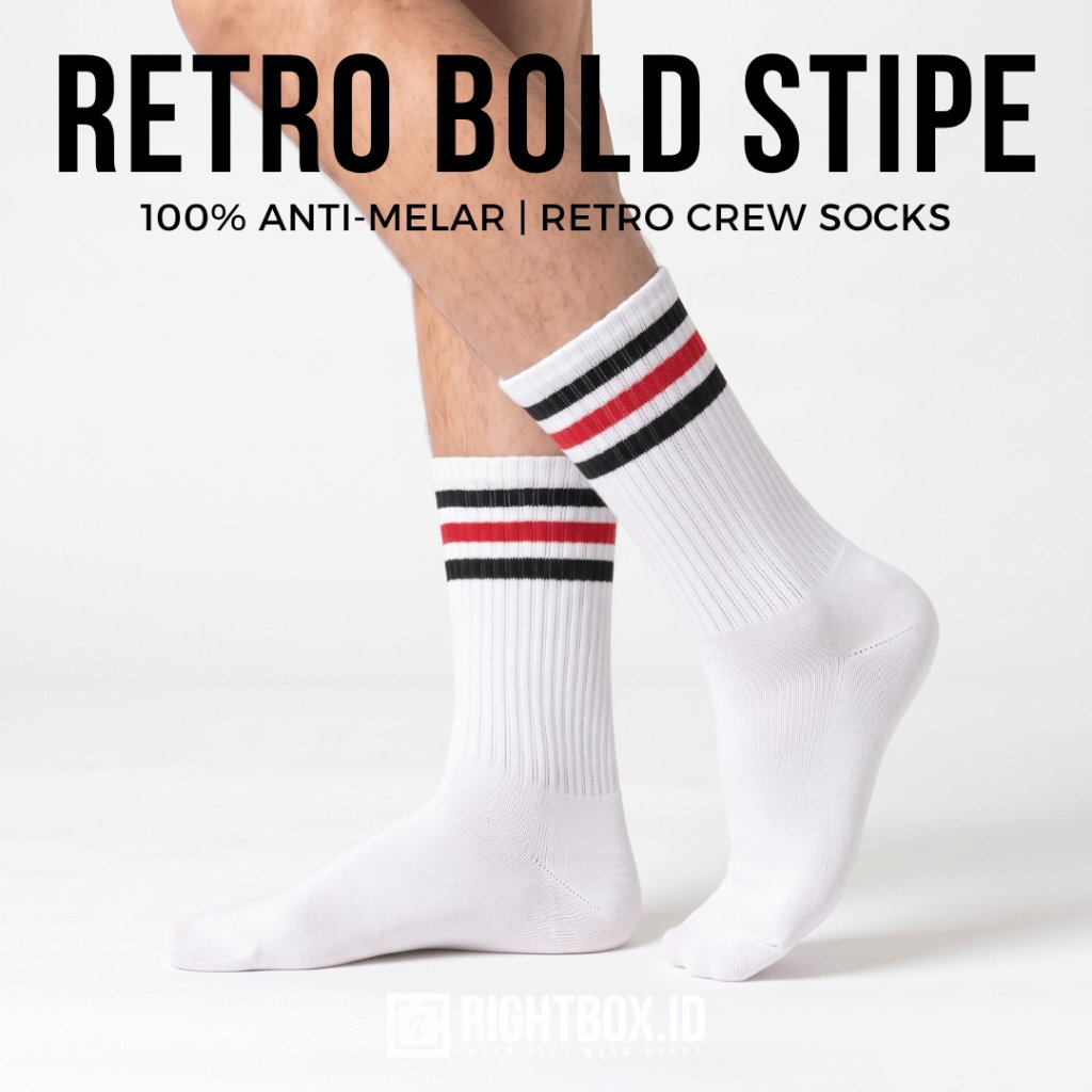 Foto Rightbox.id Rightbox.ID, Kaos Kaki Oldschool Motif Garis, Ukuran Dewasa