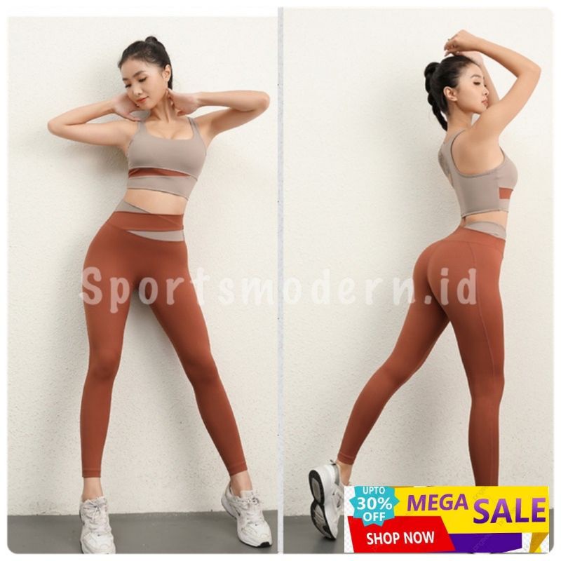 Foto sportsmodern Setelan Olahraga Wanita sportbra+Legging Gym Fitness Zumba