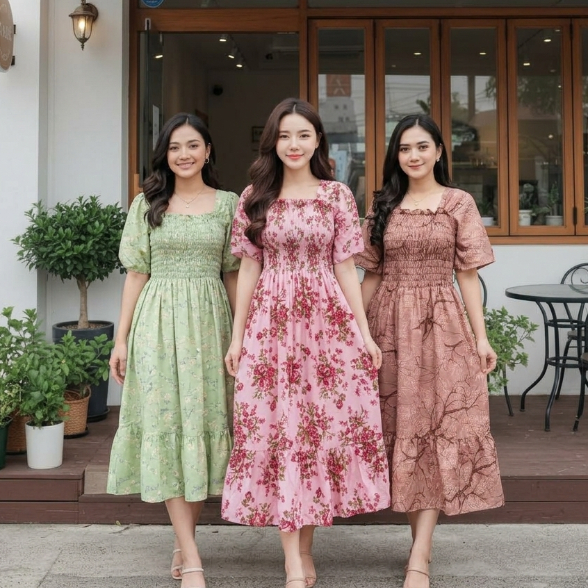 Foto P&F Fashion Dress Natasya Motif Kekinian