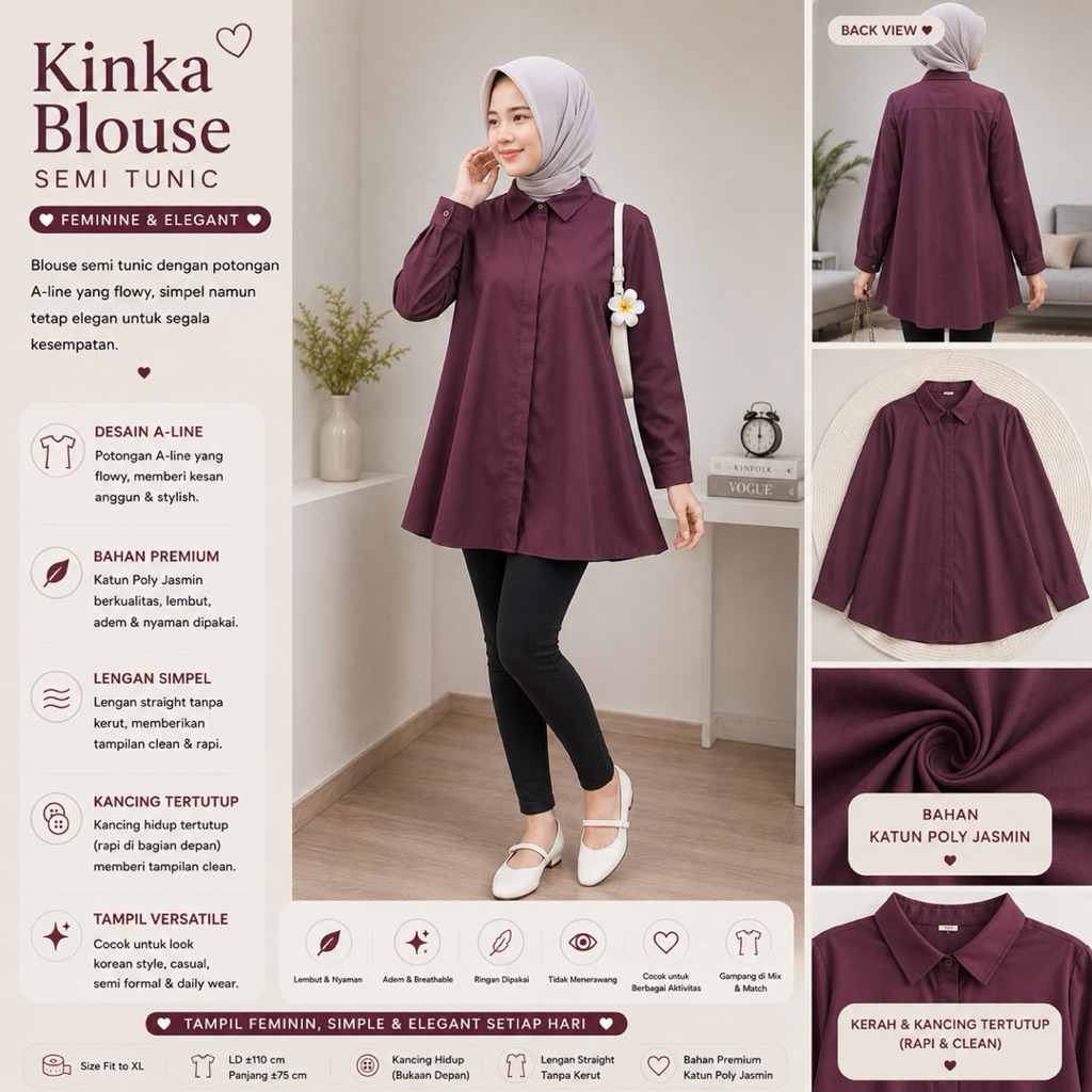 Foto Girlfashionstory KINKA BLOUSE POLOS WANITA